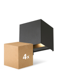 Confezione Multipack 4x D'Lite LED Luce Da Parete Elingen Aluminium Nero 4.9W 480lm - 830 Luce Calda - 