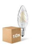 Confezione Multipack 10x Ledvance LED Classic E14 Candela Filamento Chiara 4W 470lm - 827 Bianco Molto Caldo | Sostitutiva 40W