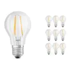 Confezione Multipack 10x Ledvance CLASSIC LED E27 Pera Filamento Chiara 4.2W 470lm - 927 Bianco Molto Caldo | Miglior resa cromatica - Dimmerabile - Sostitutiva 40W